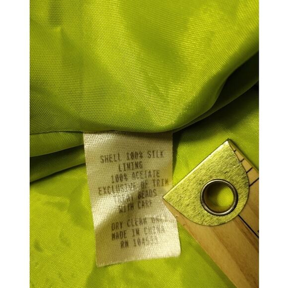 Nanette Lepore Shirt Womens Size 4 Vintage Silk Beaded Green Halter Top BOHO - Picture 6 of 8